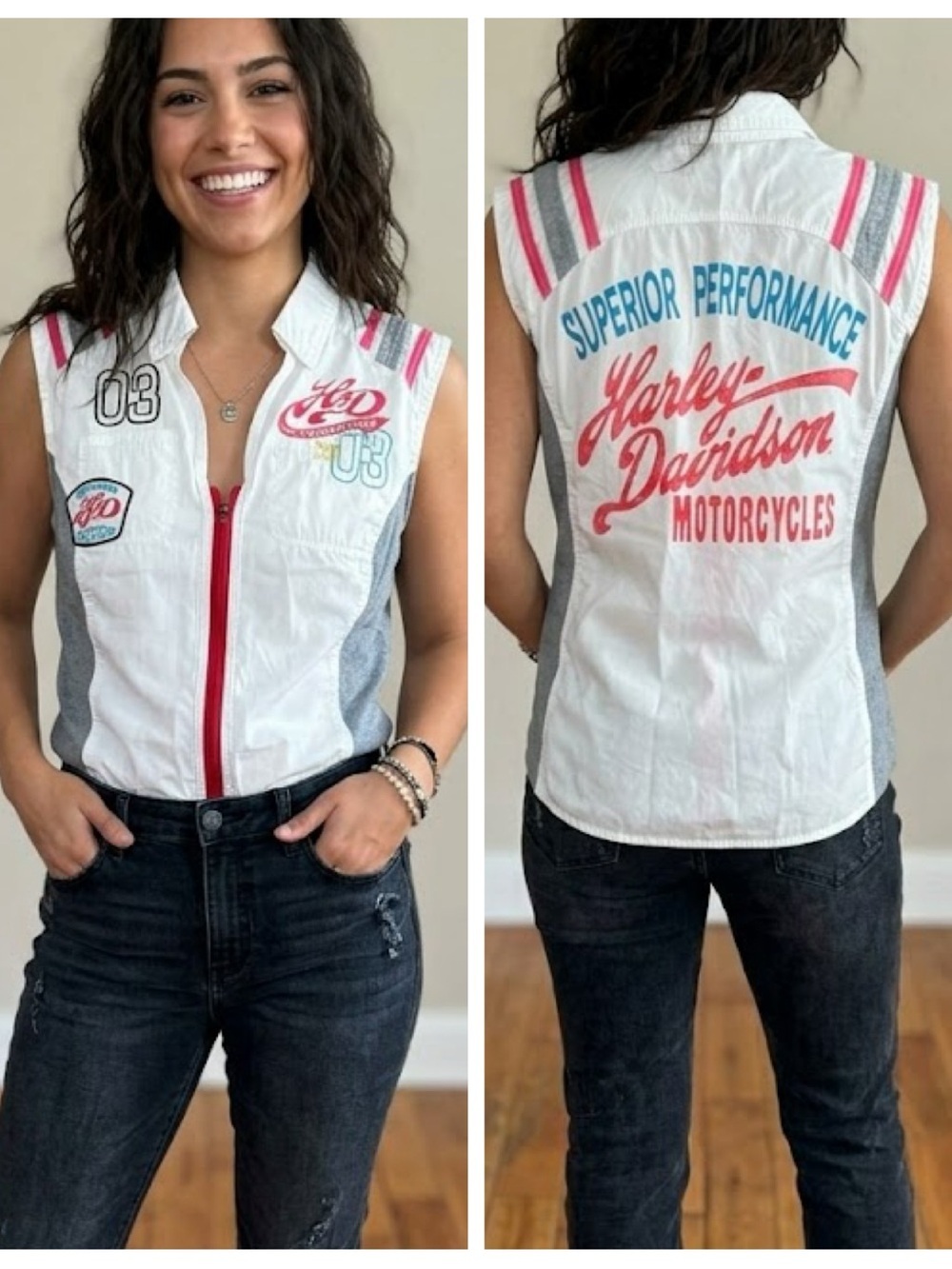 Harley Davidson Rare Vintage Graphic Sleeveless Vest Shirt Moto Biker Racing L
